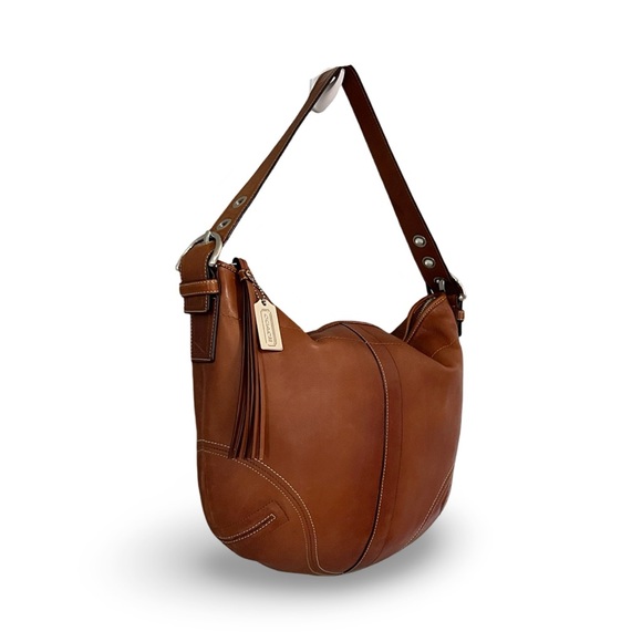 Coach Soho Dark Saddle Brown Distressed Leather Hobo Shoulder Bag - Picture 4 of 10